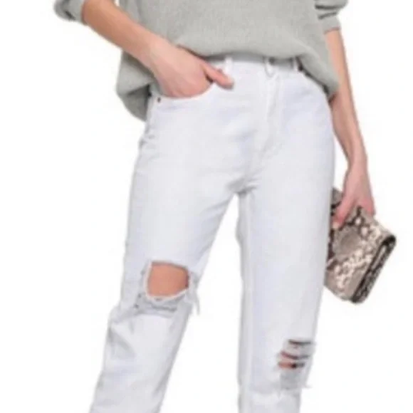 IRO EDWIN DISTRESSED HIGH RISE JEANS - Picture 3 of 3